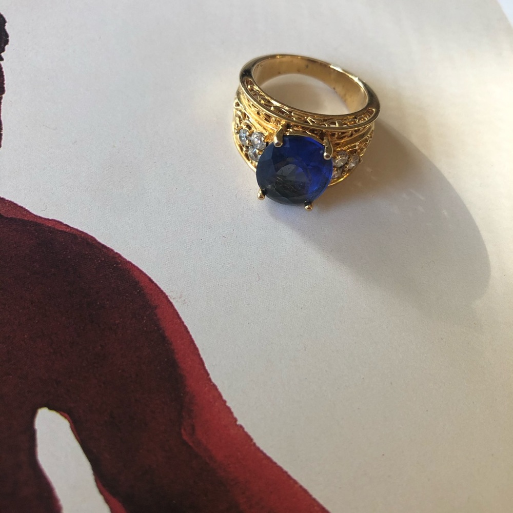Beautiful blue sapphire/topaz gold over silver